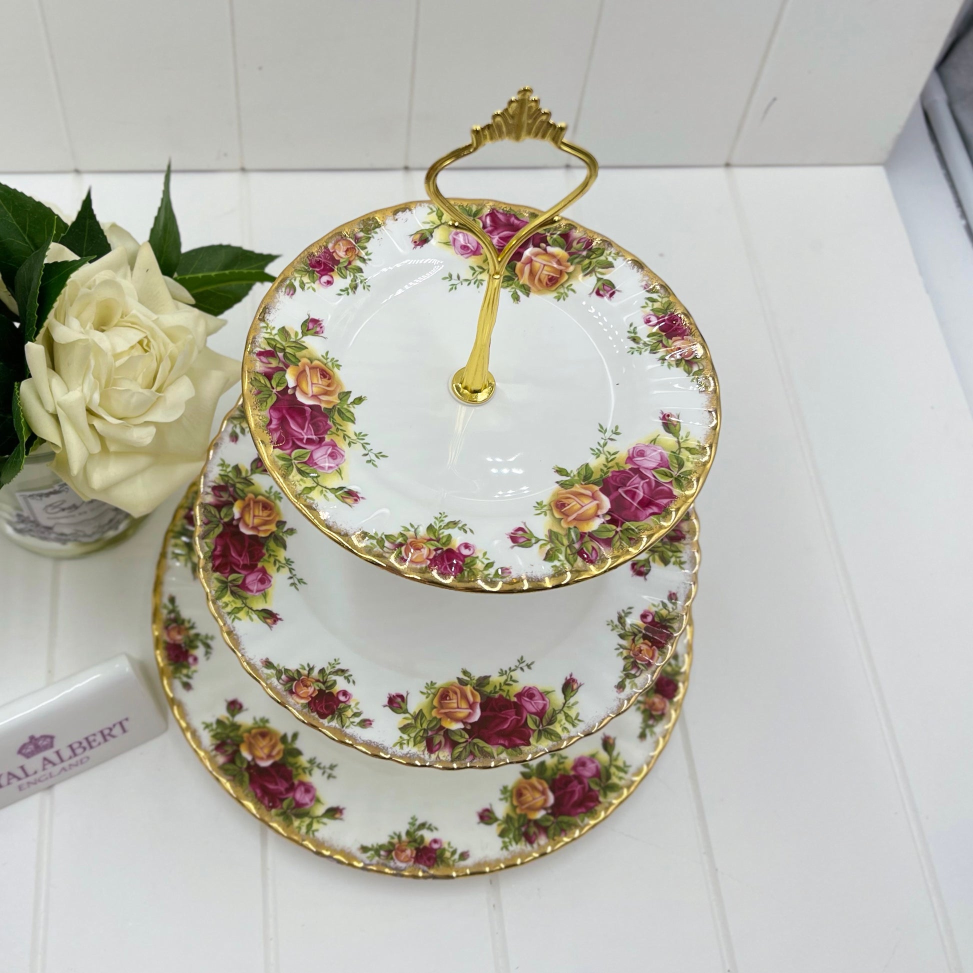 Royal Albert Vintage Old Country Roses Three Tier Cake Stand