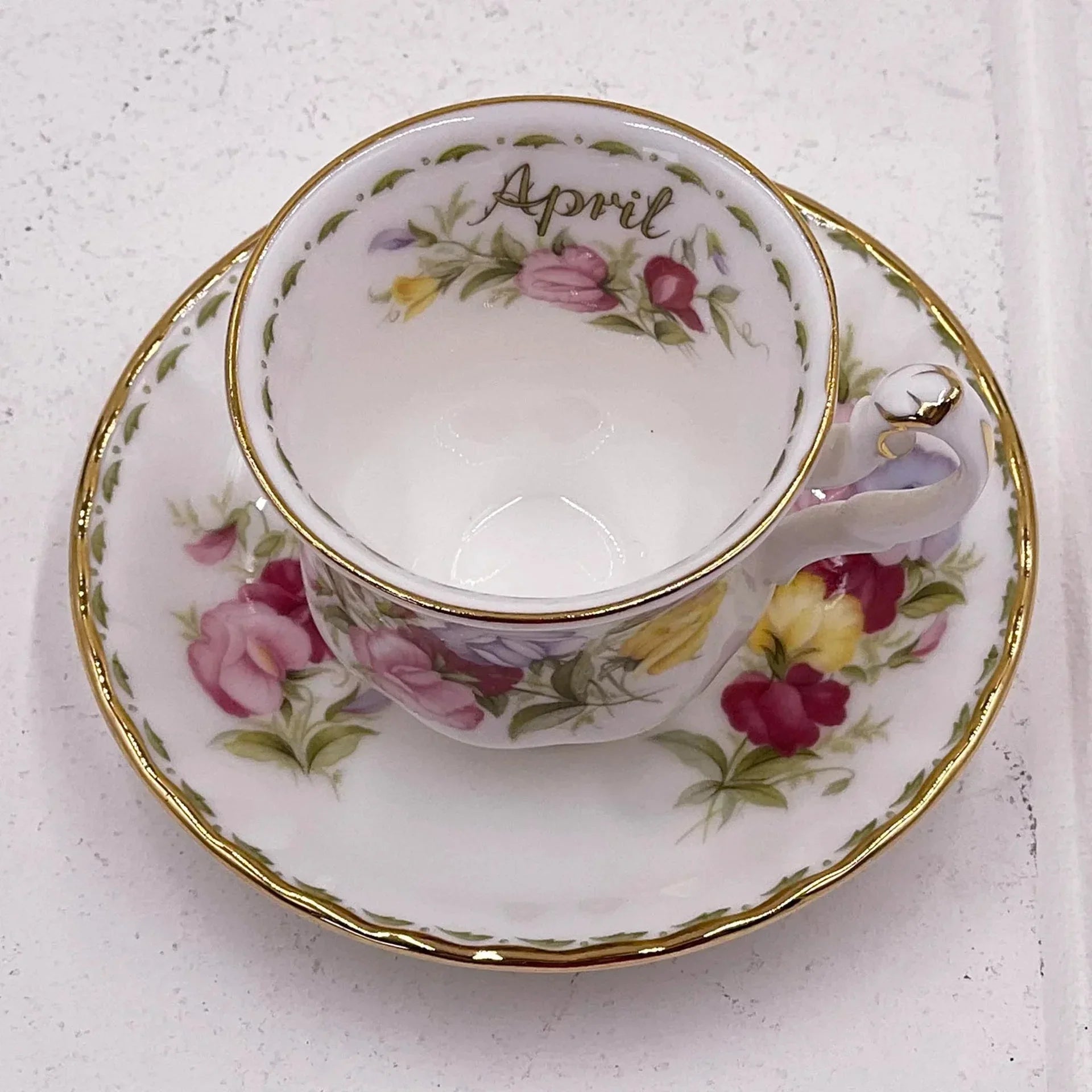 Royal Albert Vintage Flower of the Month April Demitasse Duo