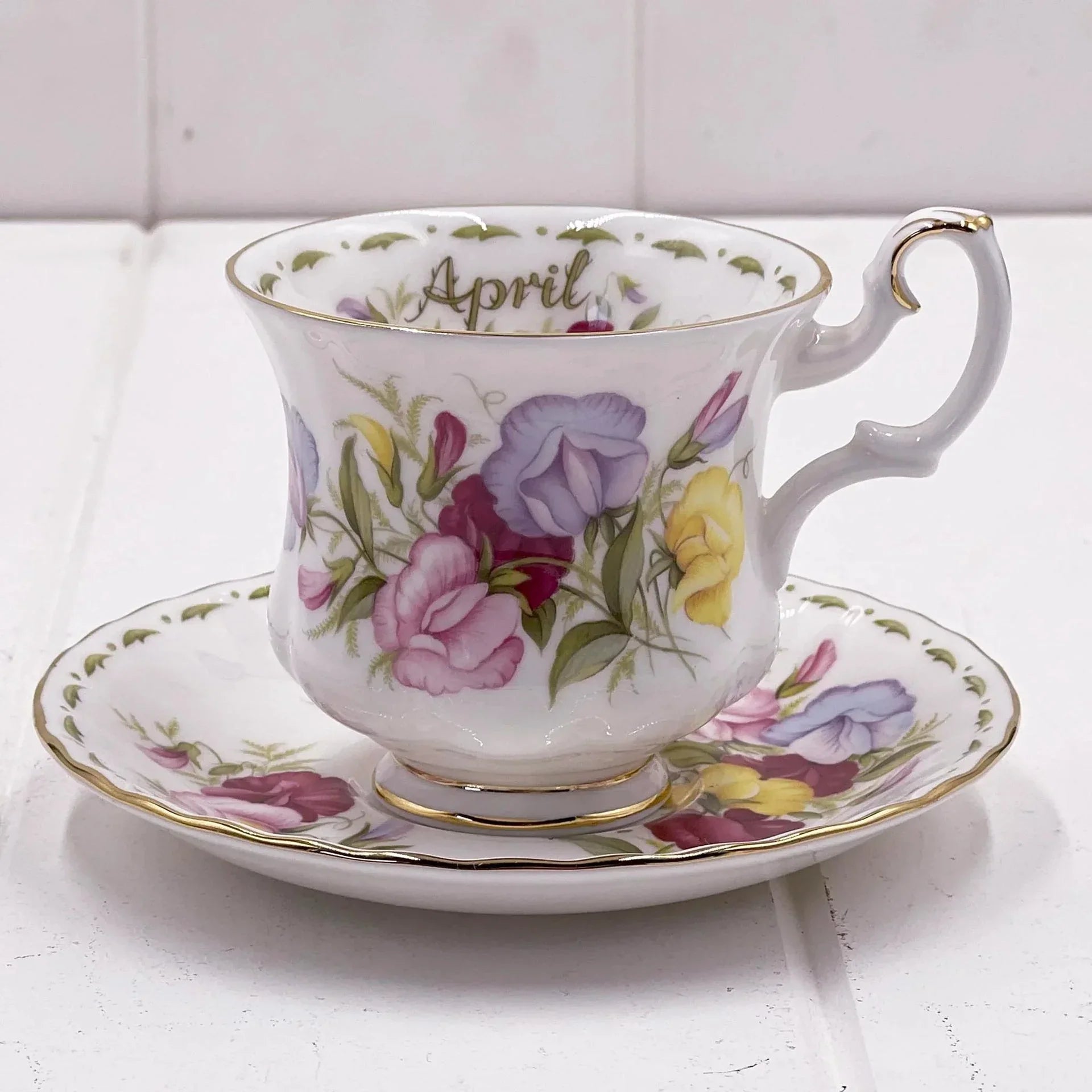 Royal Albert Vintage Flower of the Month April Demitasse Duo