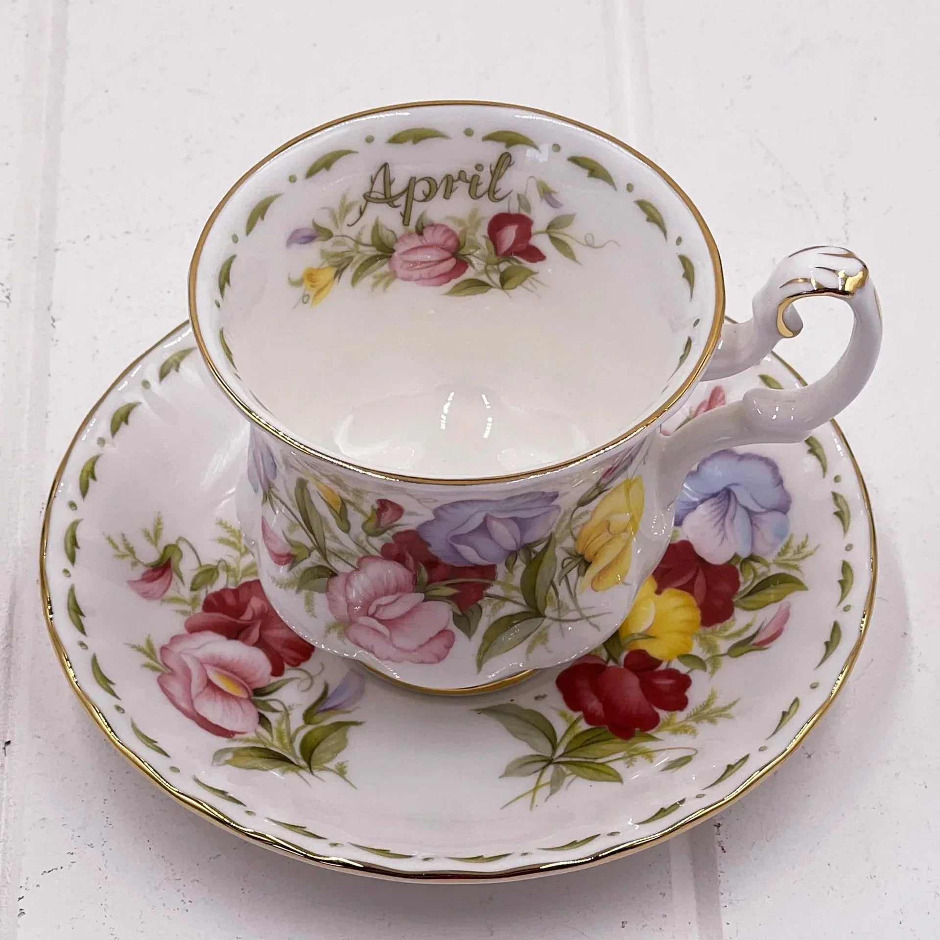 Royal Albert Vintage Flower of the Month April Demitasse Duo