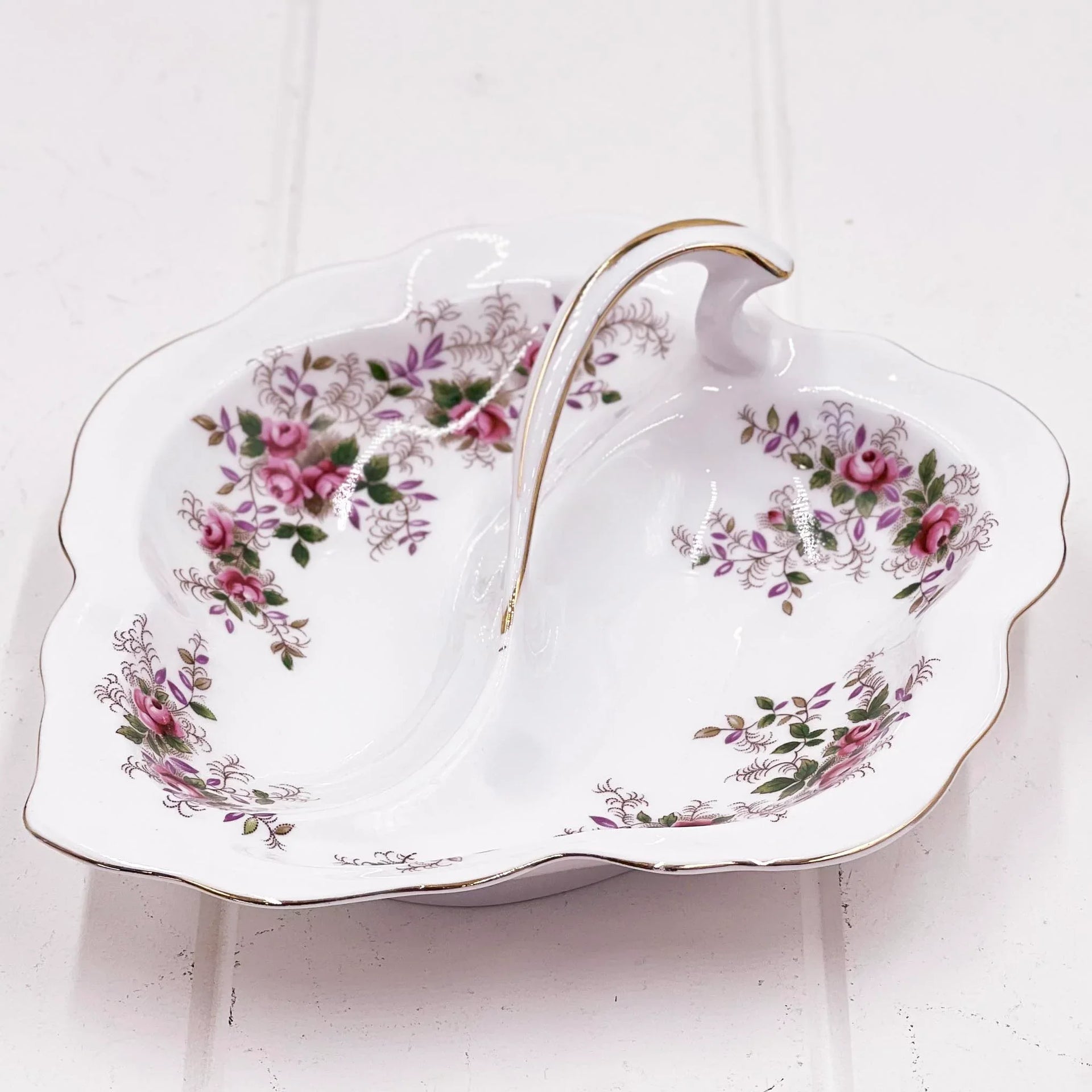 Royal Albert Vintage Lavender Rose Divided Dish - English Fine Bone China
