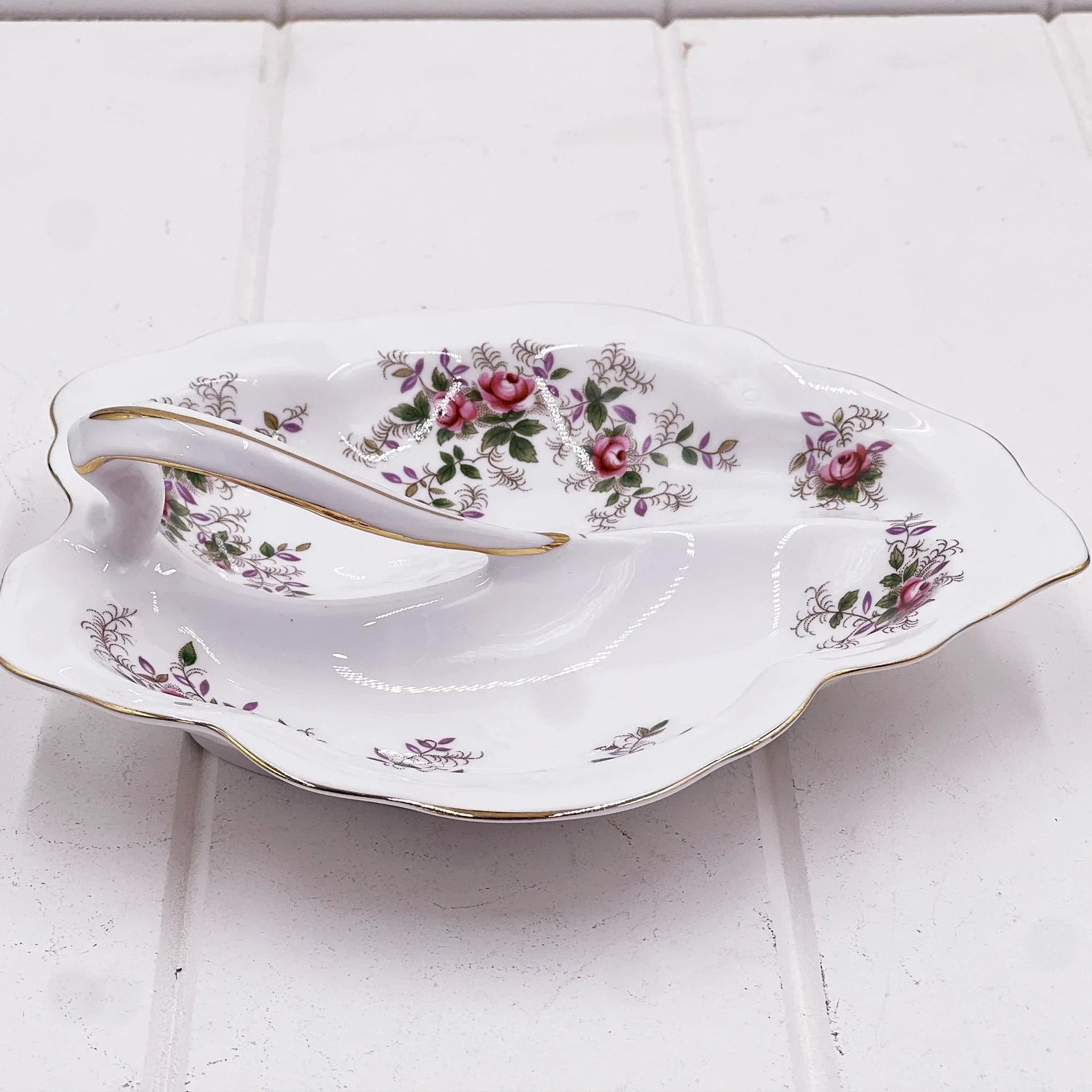 Royal Albert Vintage Lavender Rose Divided Dish - English Fine Bone China