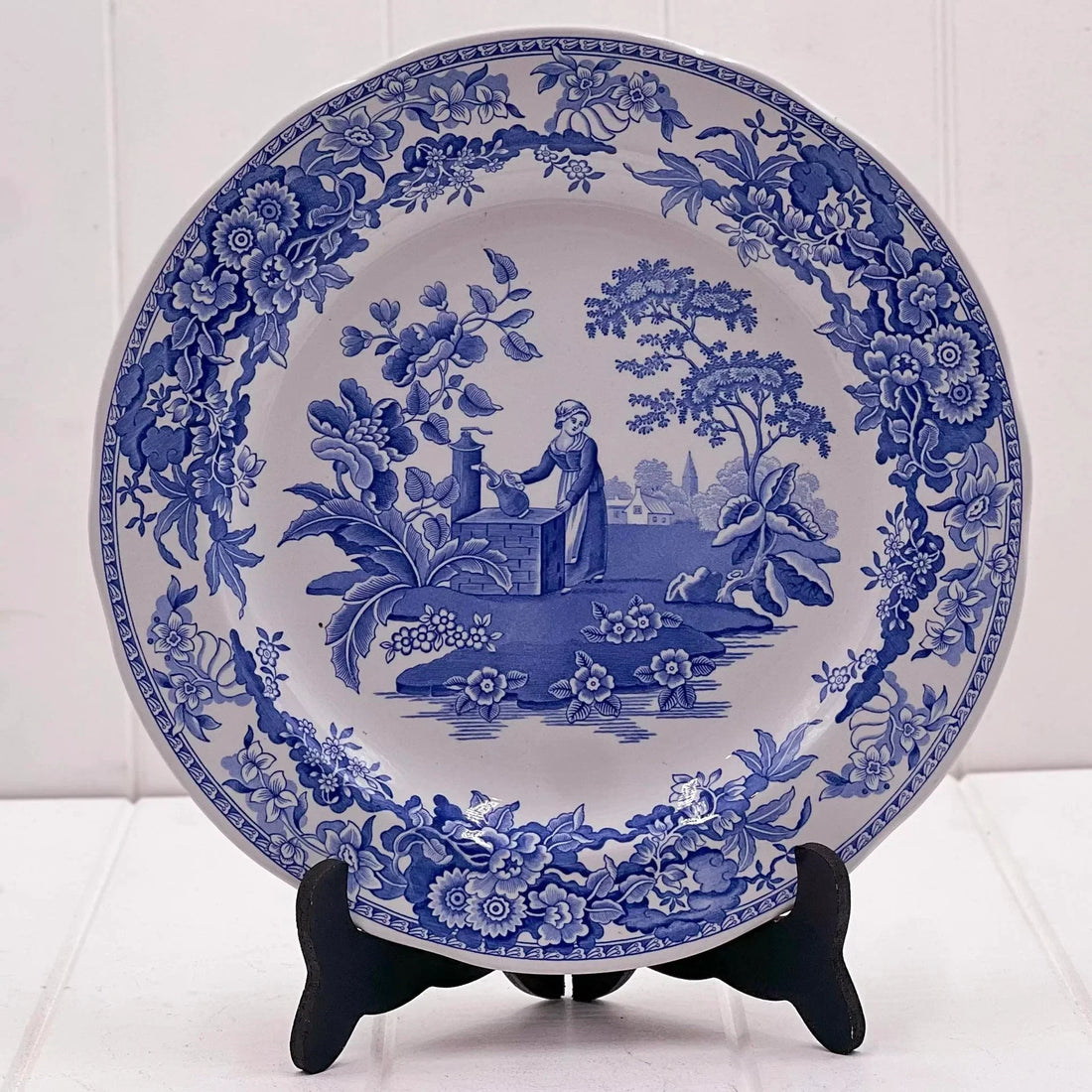 Spode Blue Room Collection Girl at Well Plate - Georgian Transferware 26cm