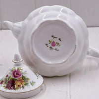 Royal Rose fine bone china teapot with floral rose design, vintage-style ceramic tea set