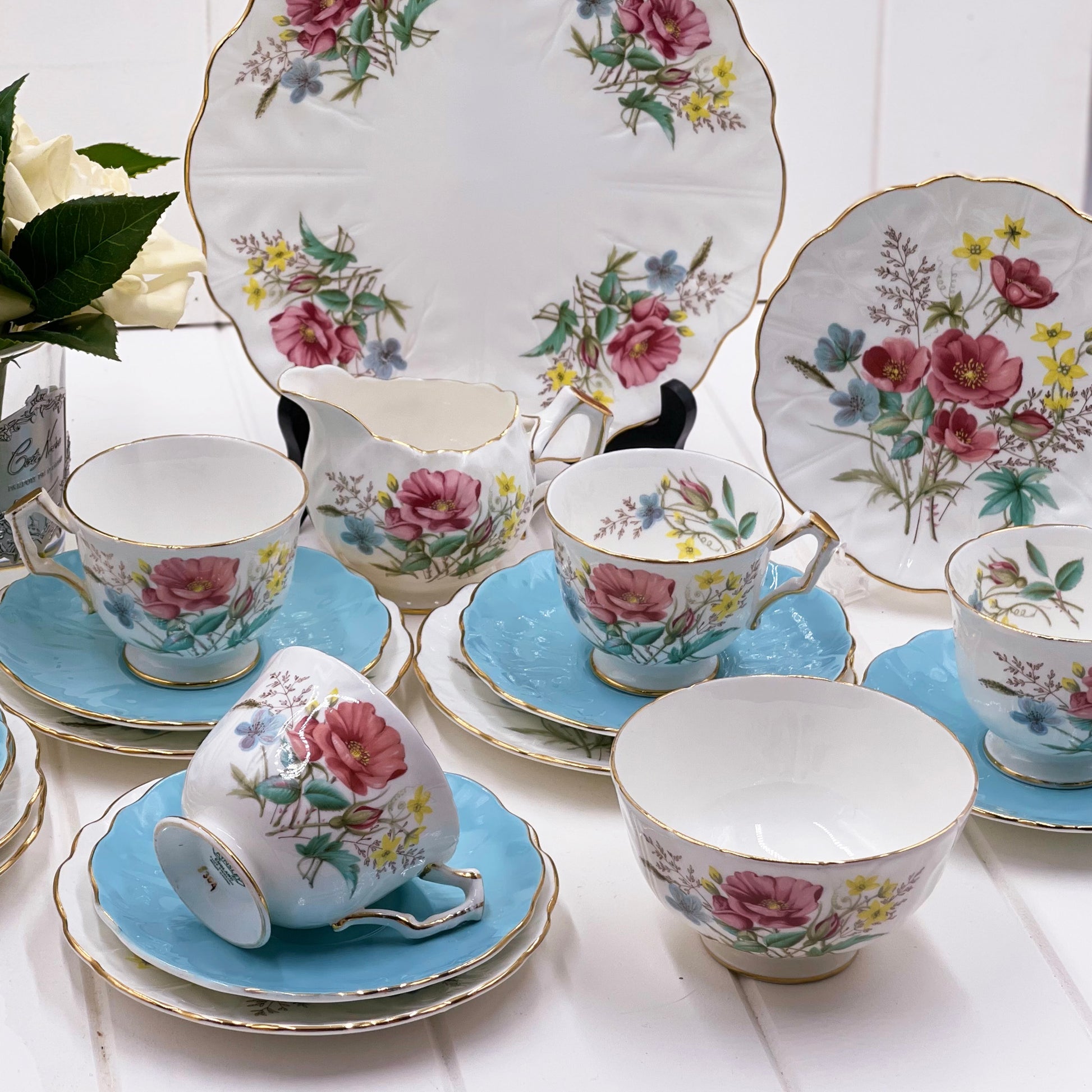 Aynsley Pattern 5304 Turquoise Tea Set