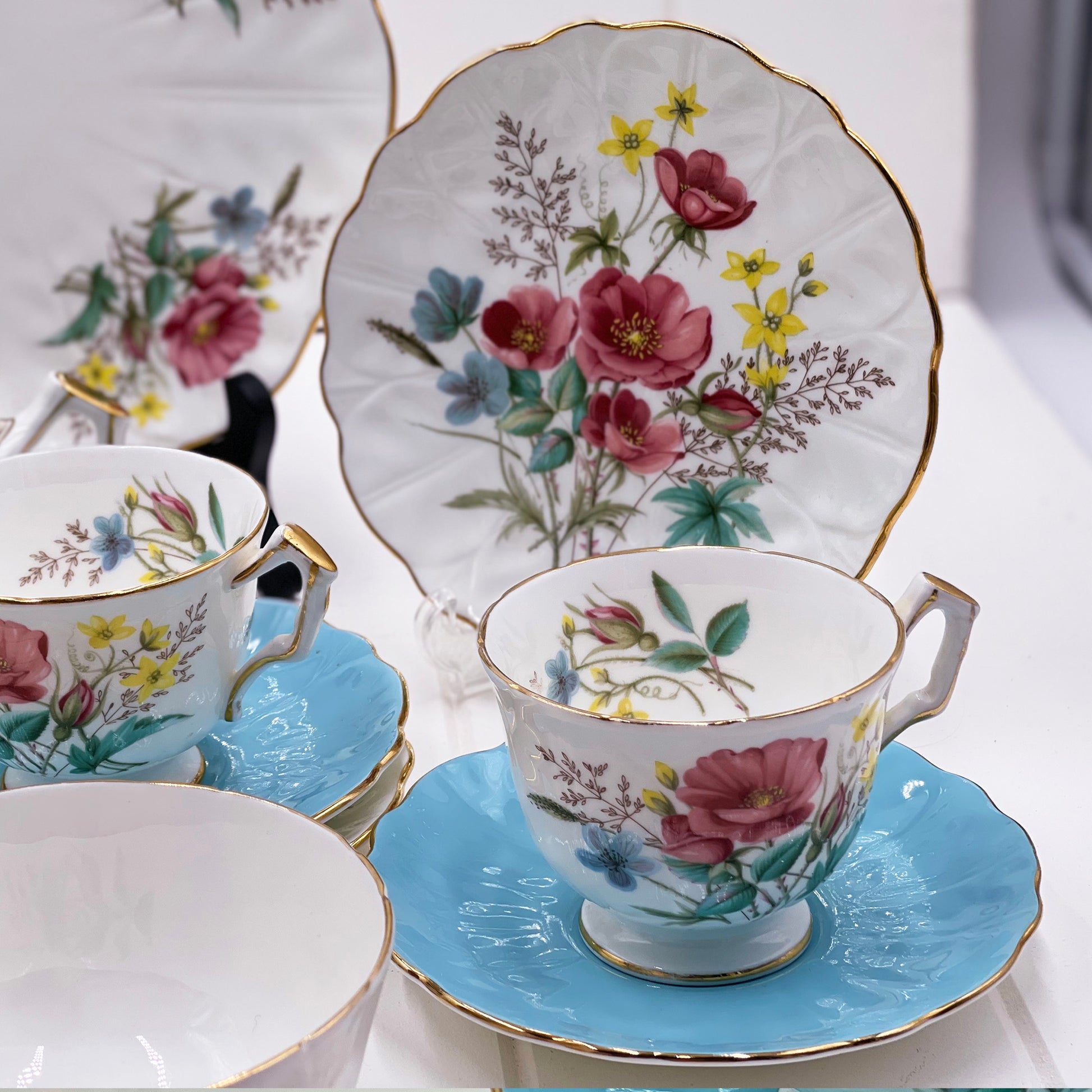 Aynsley Pattern 5304 Turquoise Tea Set