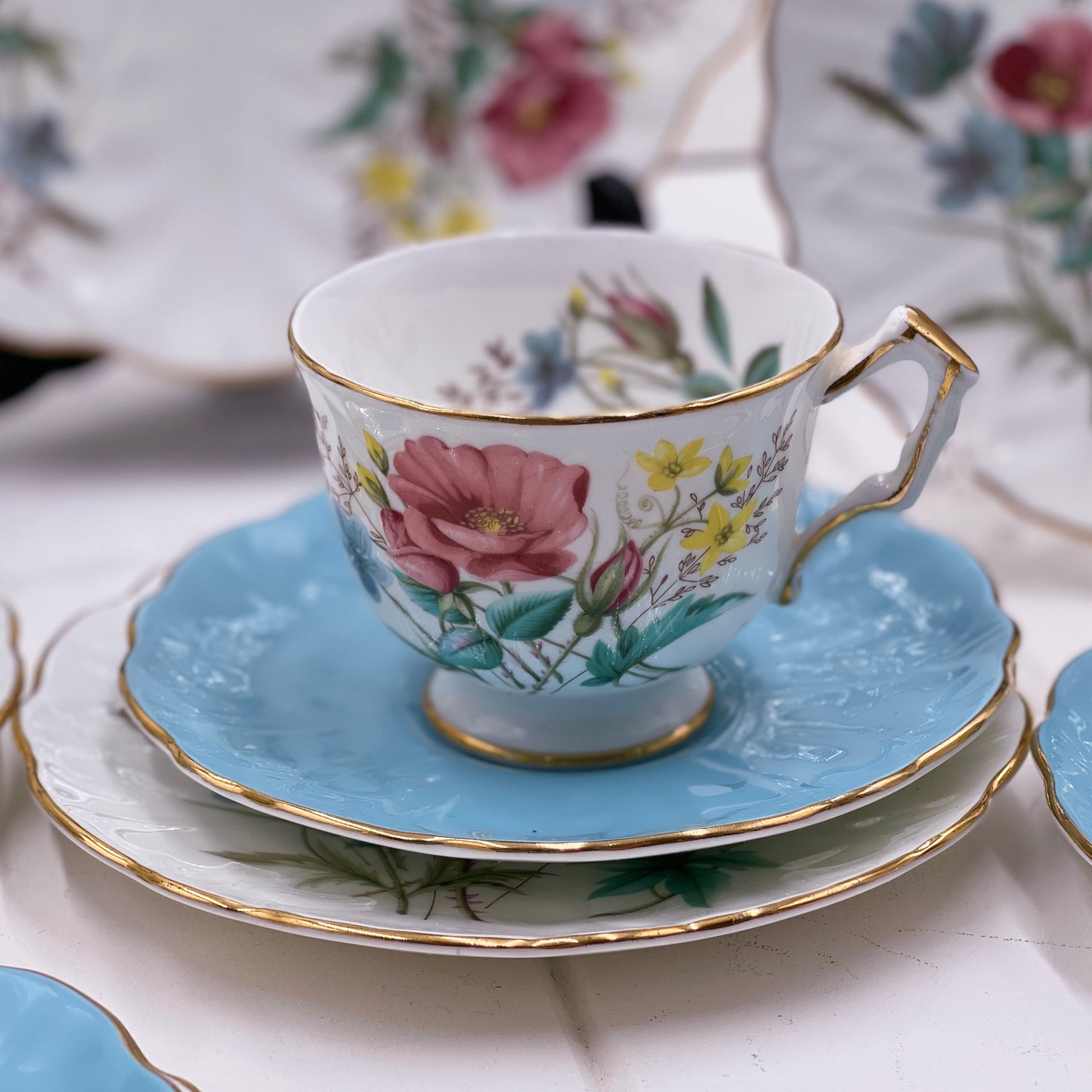 Aynsley Pattern 5304 Turquoise Tea Set