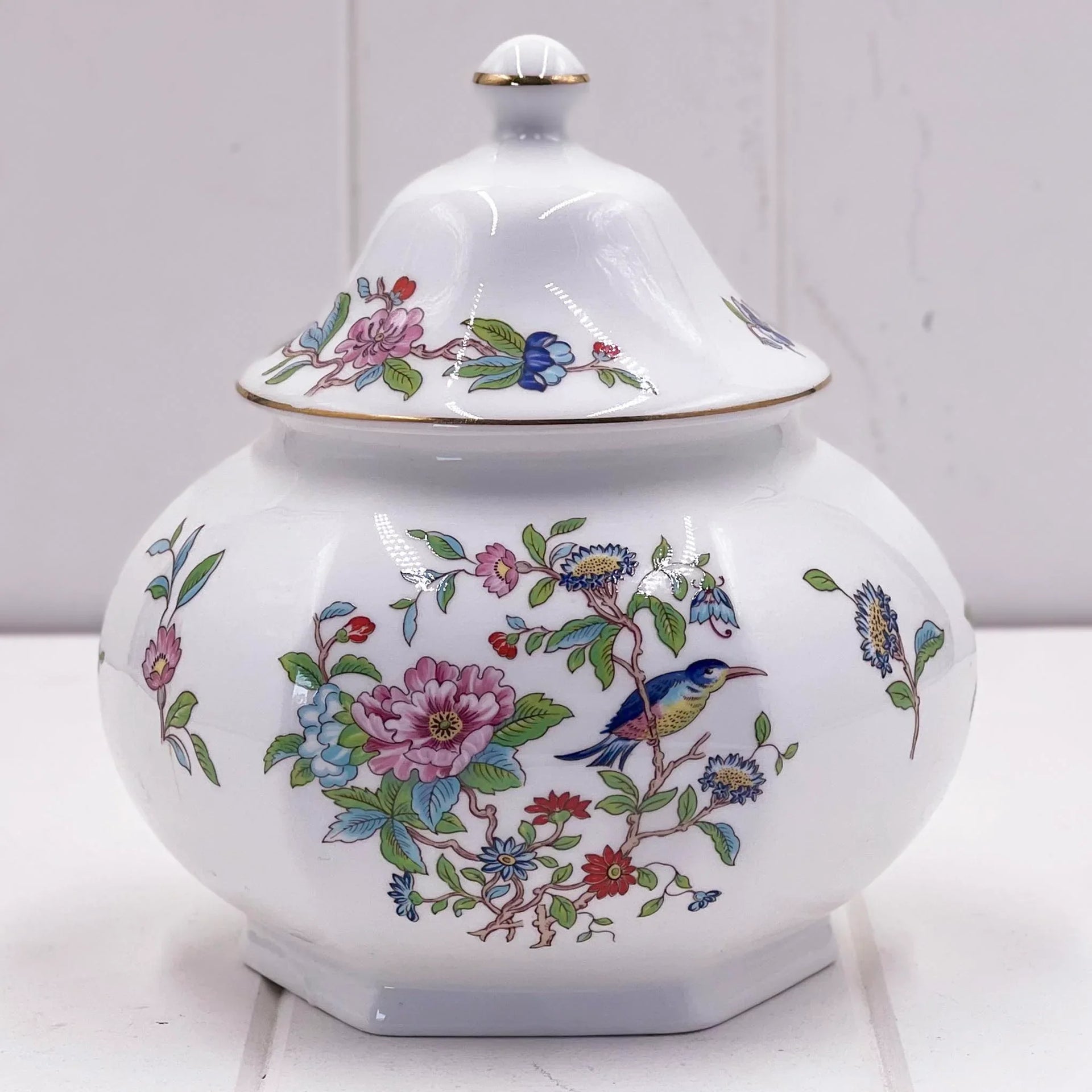 Aynsley Pembroke Ginger Jar - English Bone China Covered Dish Hexagonal