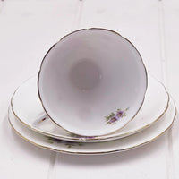 Hammersley Trio - English Bone China Purple Asters Perfect Condition