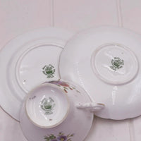 Hammersley Trio - English Bone China Purple Asters Perfect Condition