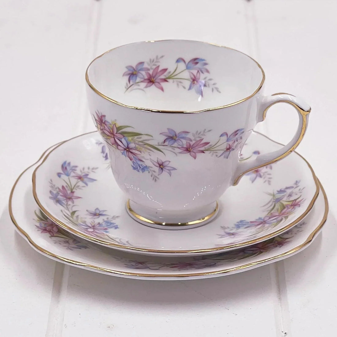 Duchess Riversong Trio - English Bone China Cup Saucer Side Plate