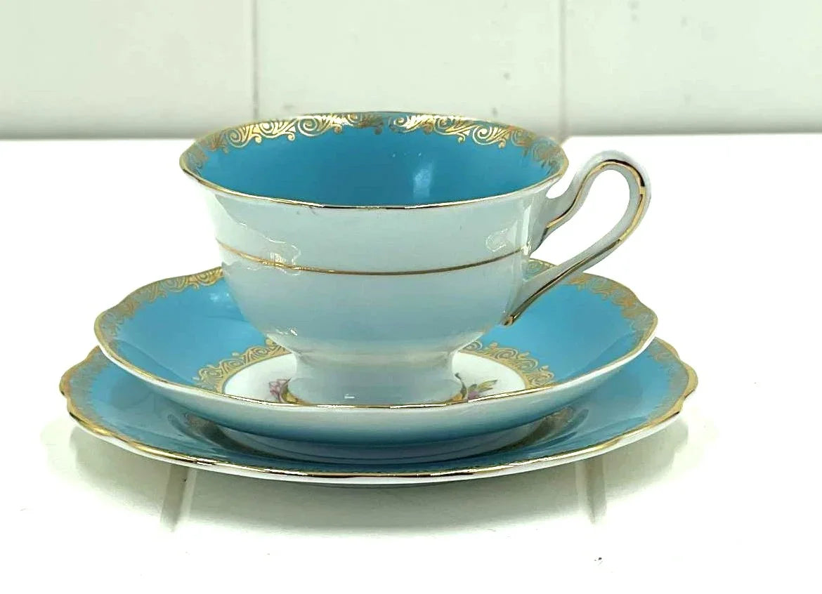 Royal Albert 1097 Blue Trio - Turquoise Border England Bone China