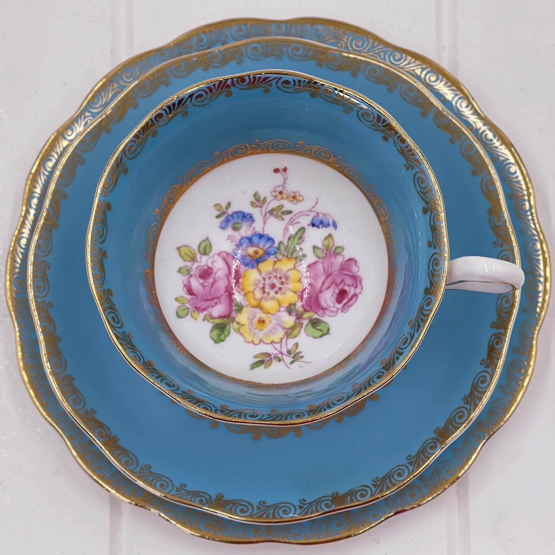 Royal Albert 1097 Blue Trio - Turquoise Border England Bone China