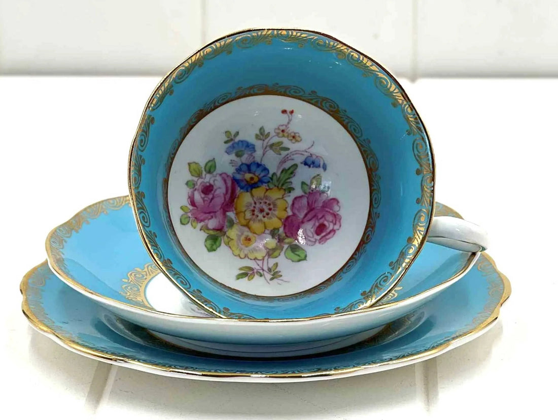 Royal Albert 1097 Blue Trio - Turquoise Border England Bone China