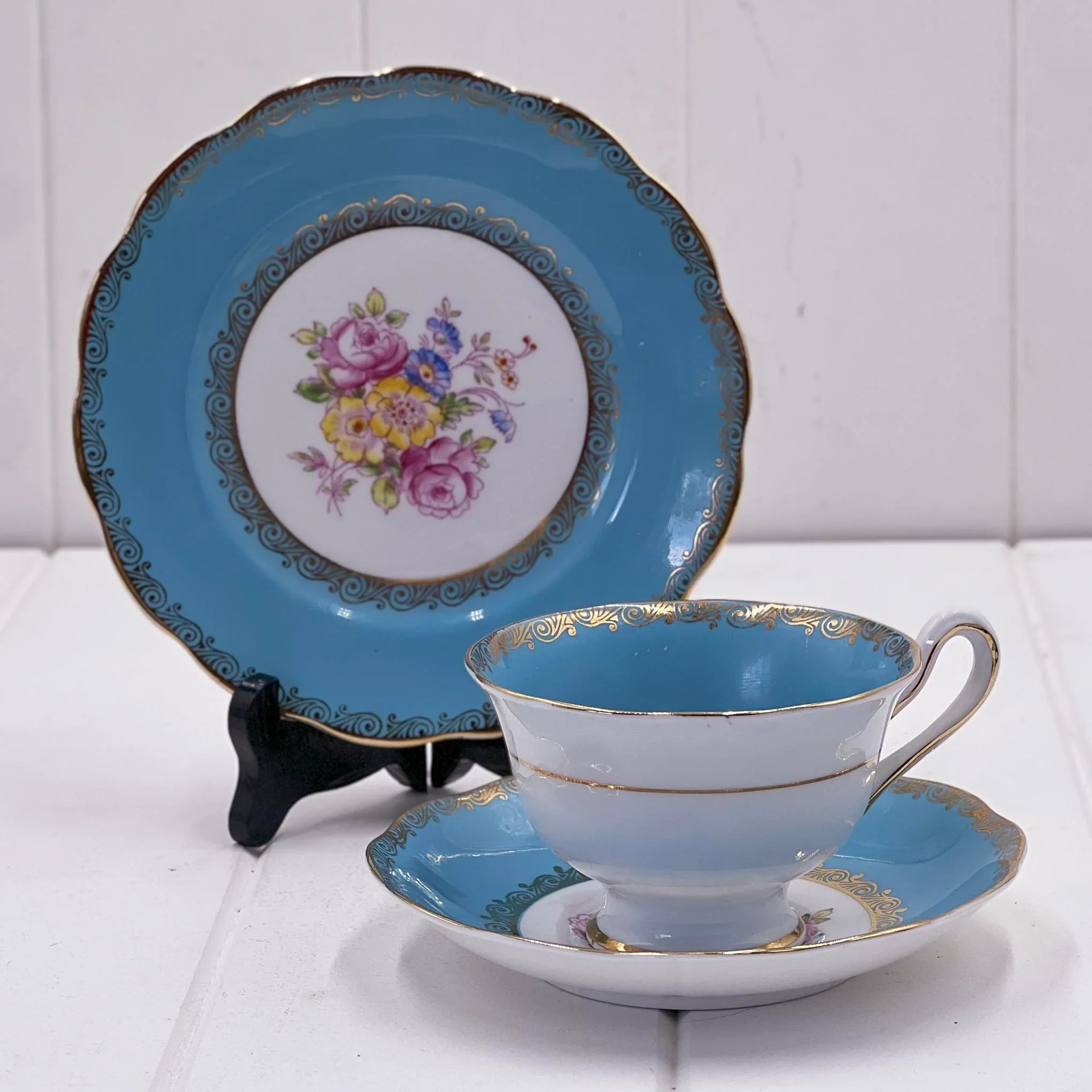 Royal Albert 1097 Blue Trio - Turquoise Border England Bone China