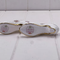 Paragon Victorian Rose fine bone china shoe figurines with gold trim, vintage home décor