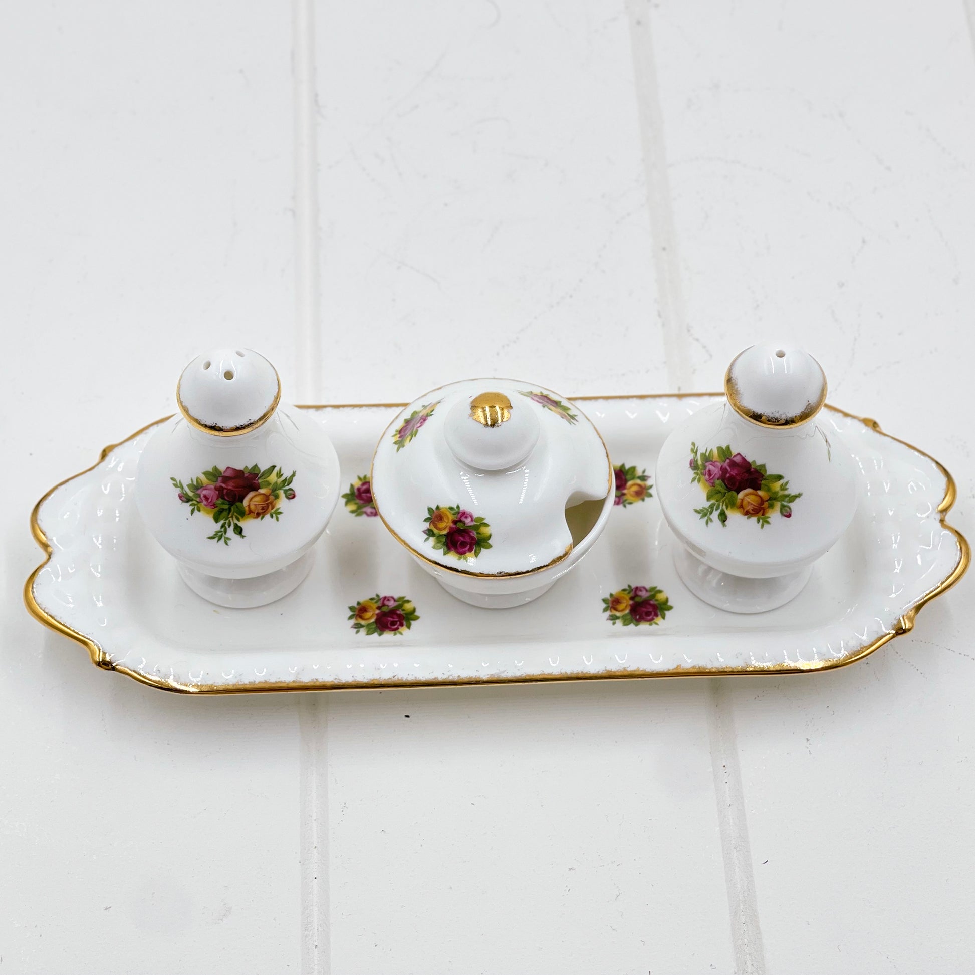 Royal Albert Old Country Roses Cruet Set with Tray