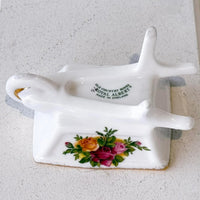 Royal Albert Old Country Roses porcelain ring holder with floral design, vintage home décor accent
