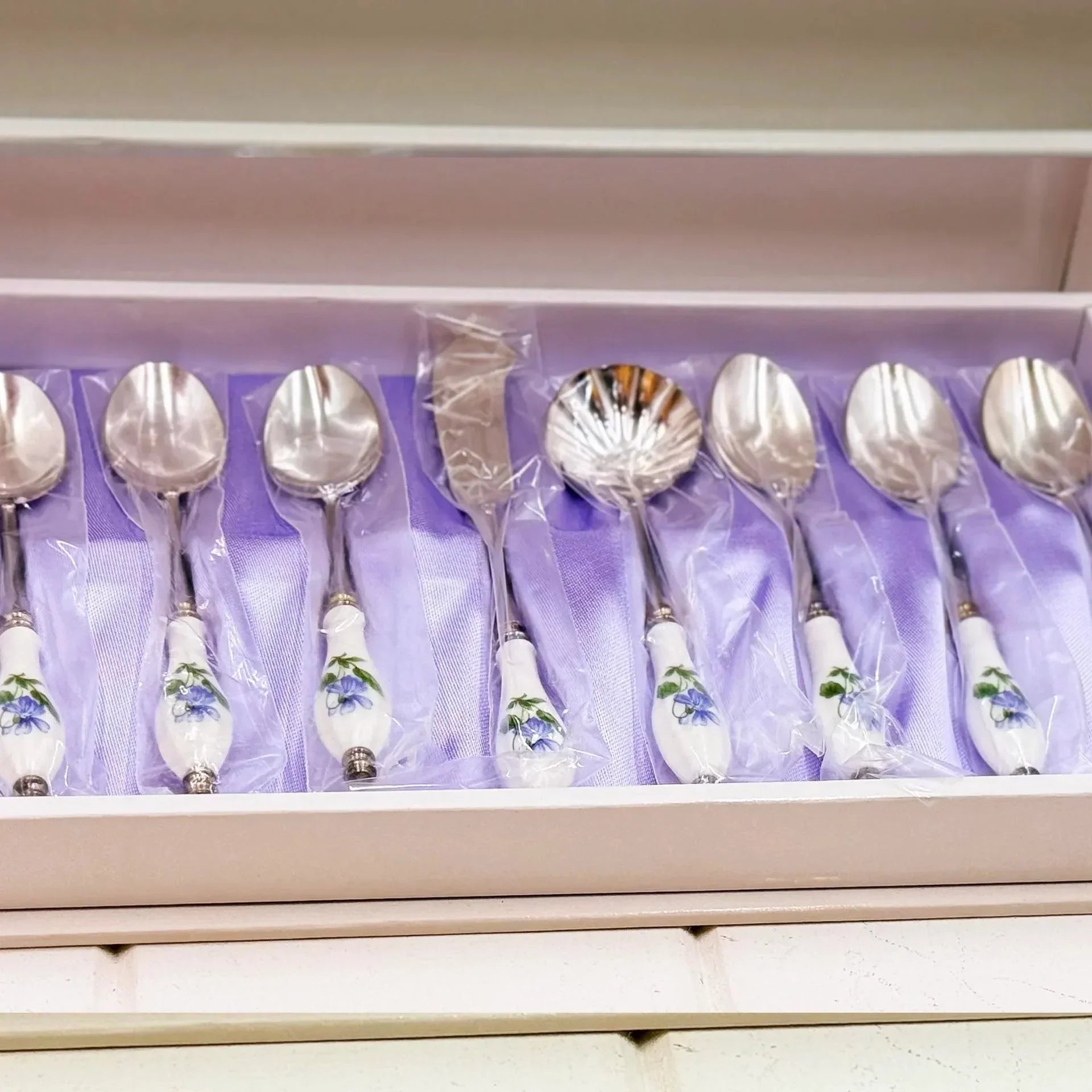 Vintage Japanese Purple Floral Serving Set (8 pieces)