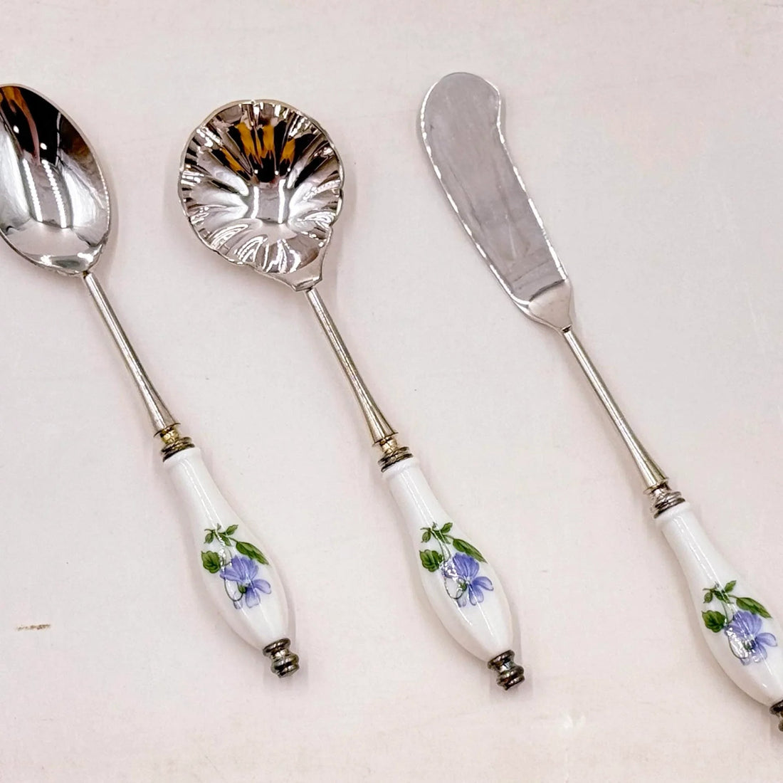 Vintage Japanese Purple Floral Serving Set (8 pieces)