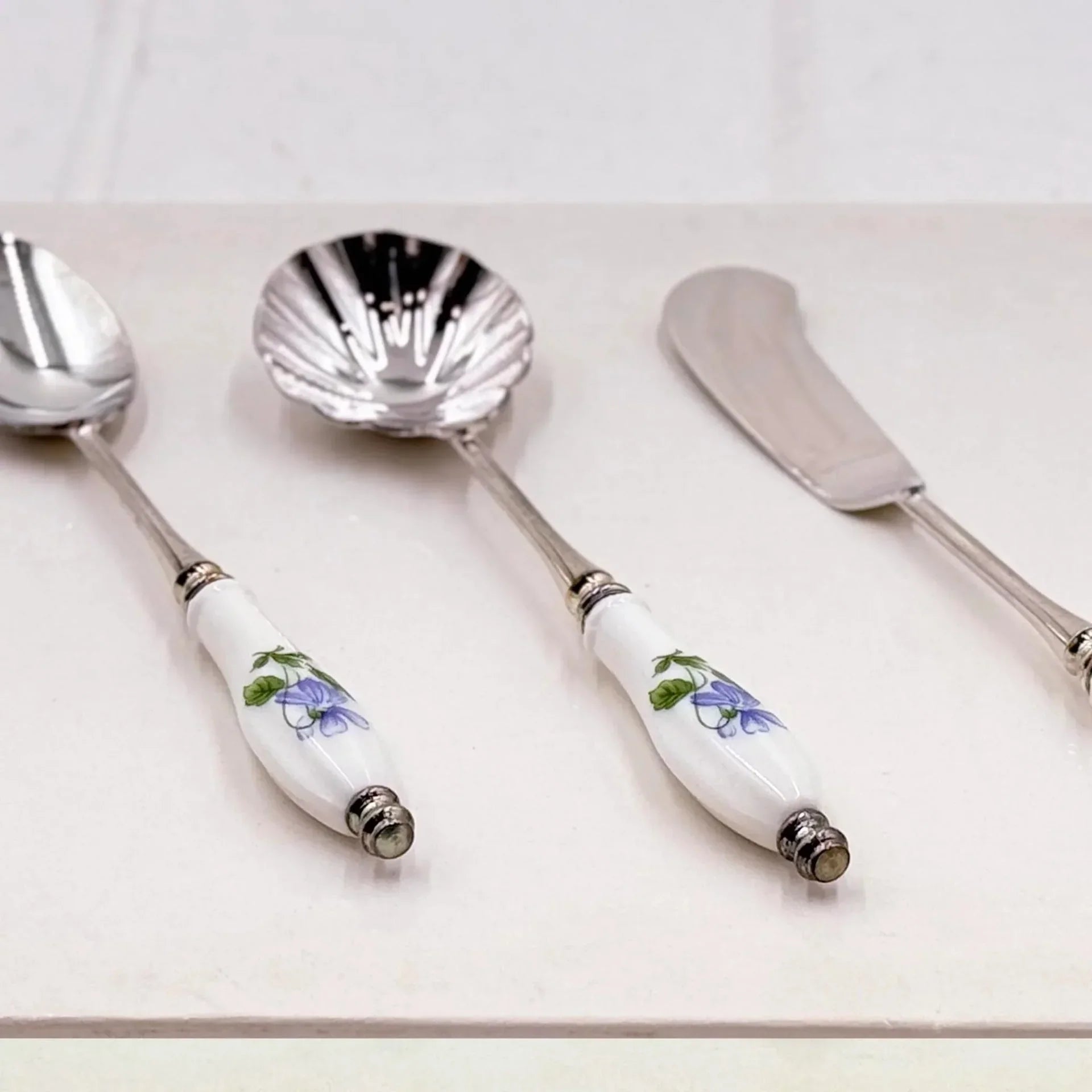 Vintage Japanese Purple Floral Serving Set (8 pieces)