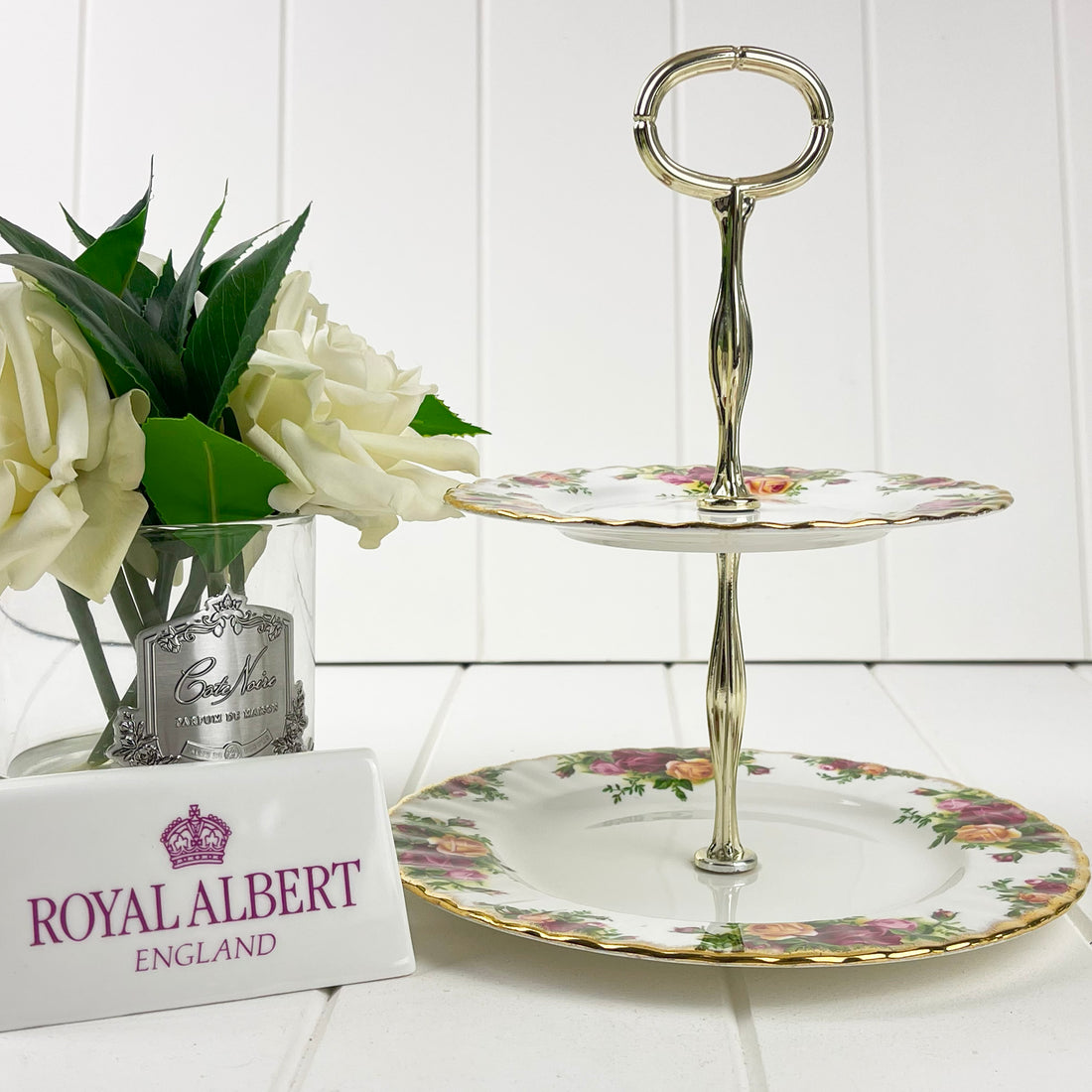 Royal Albert Vintage Old Country Roses Two Tier Cake Stand
