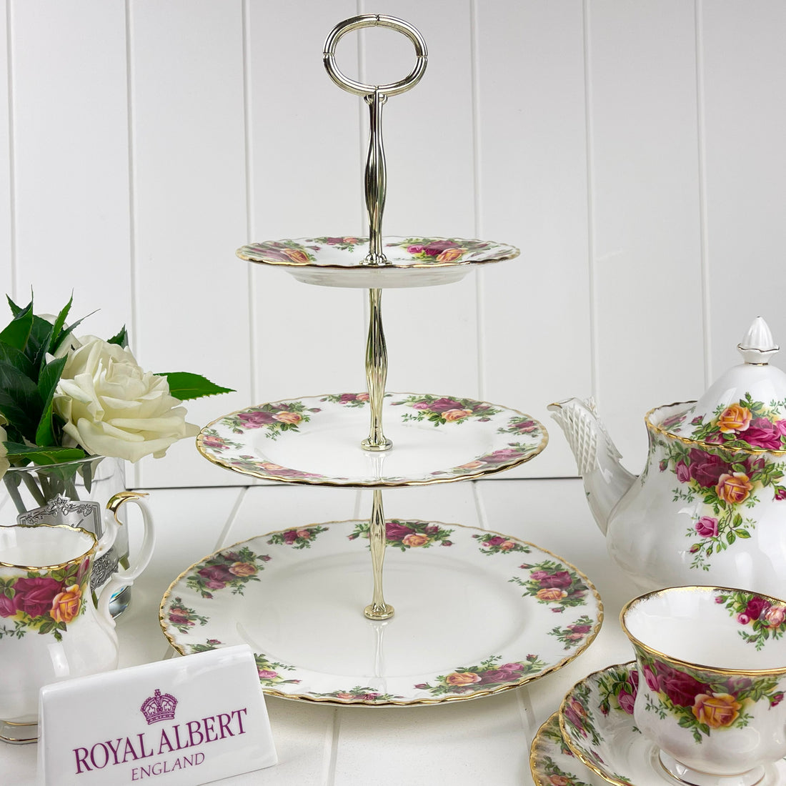 Royal Albert Vintage Old Country Roses Three Tier Cake Stand
