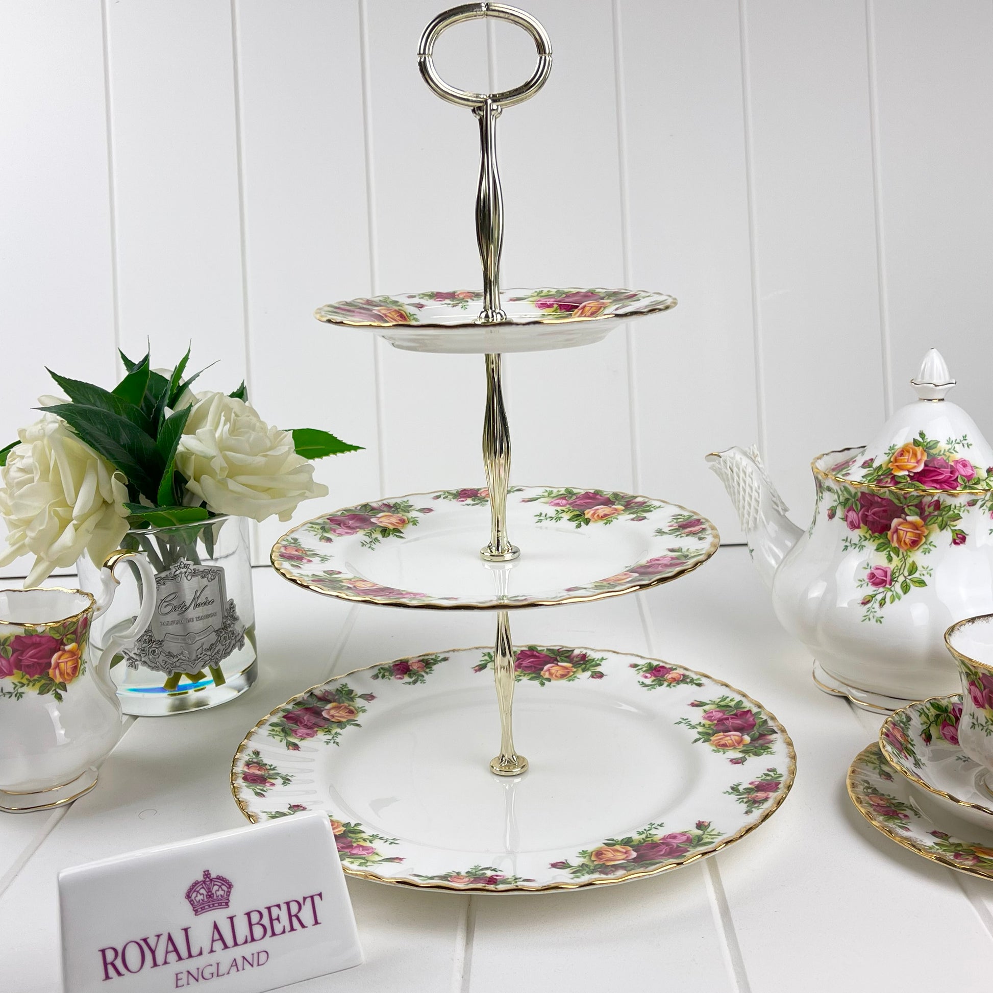 Royal Albert Vintage Old Country Roses Three Tier Cake Stand