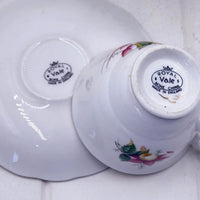 Royal Vale bone china teacup and saucer with floral design, made in England, vintage homeware