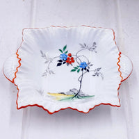 Shelley Hand-Painted Floral Dish with Orange Trim