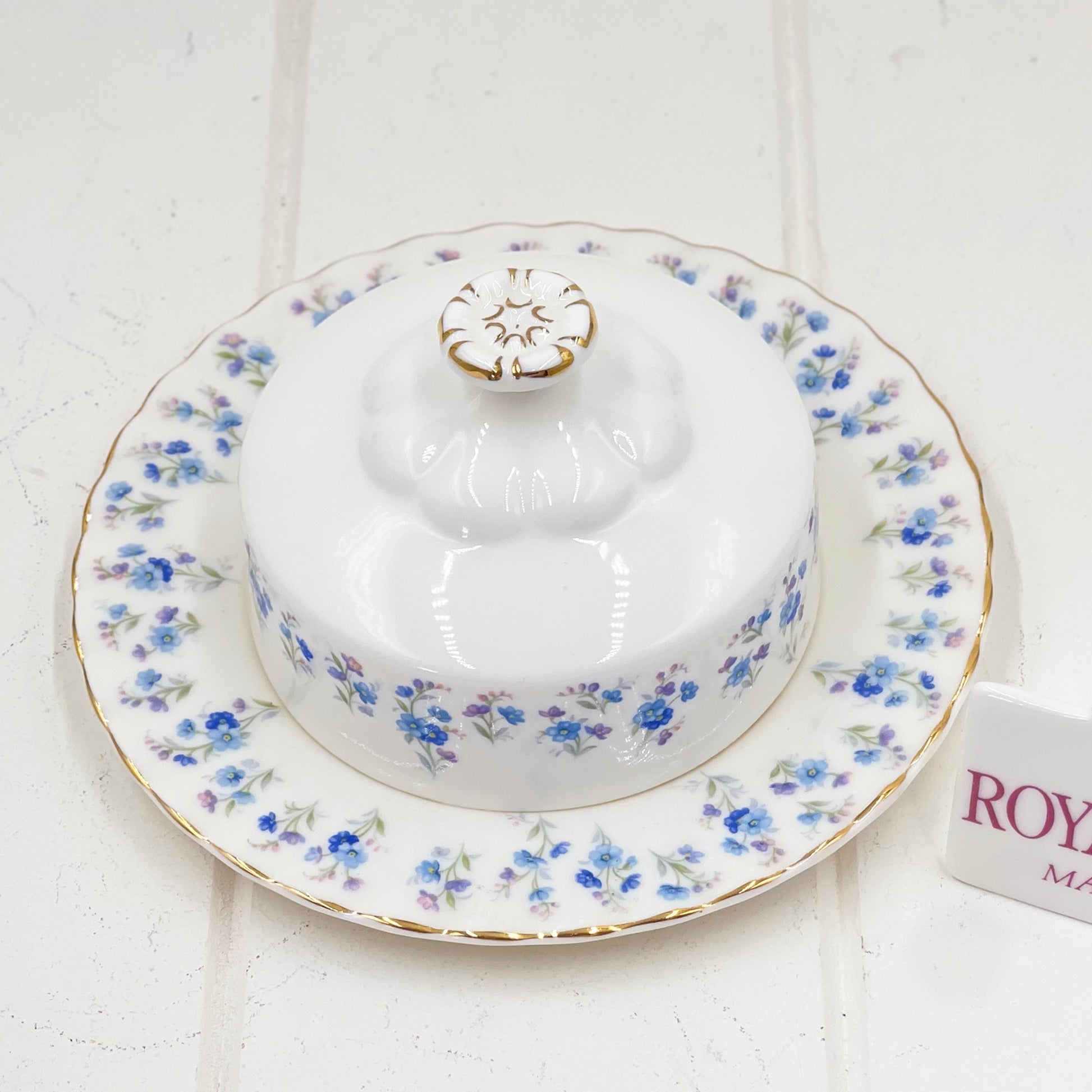 Royal Albert Vintage Large Memory Lane Butter Dome and Plate