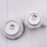 Royal Albert Serenity bone china teacup and saucer set, vintage English porcelain with floral mark