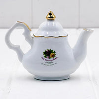 White fine china teapot with gold trim and Old Country Roses floral design, vintage home decor