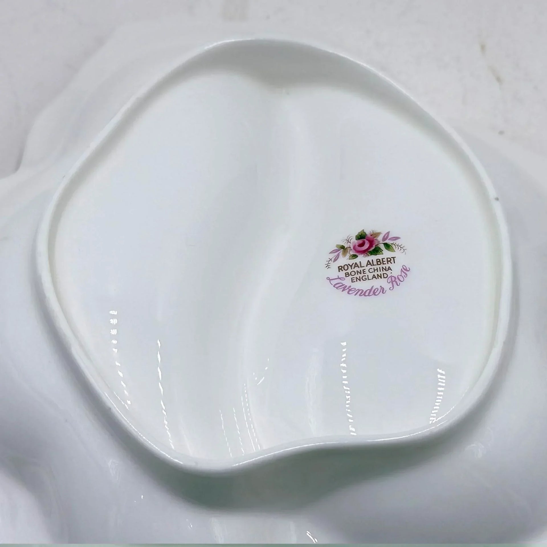Royal Albert Lavender Rose bone china dish, elegant white porcelain with floral mark, vintage homeware
