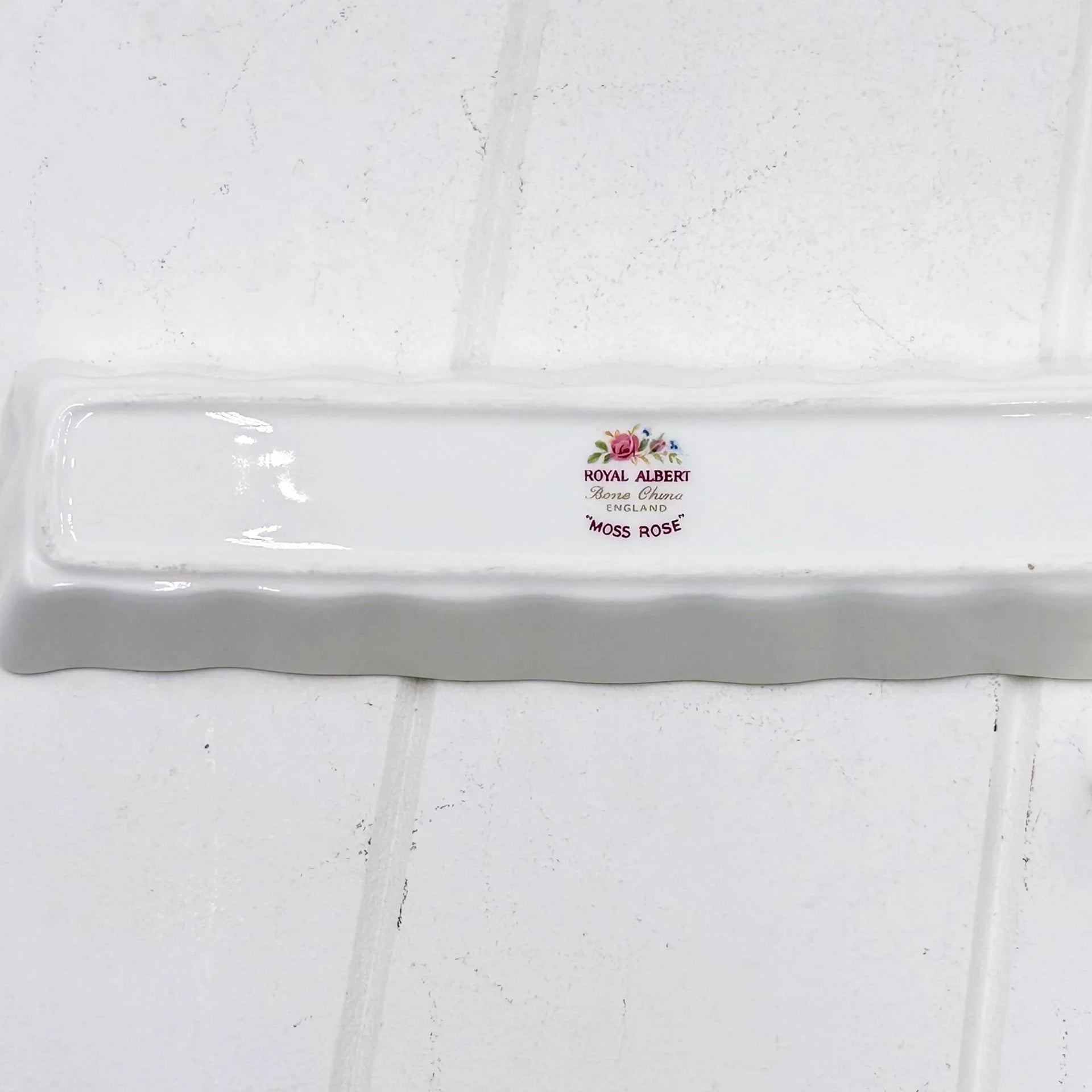 Royal Albert Bone China Moss Rose dish, vintage English homeware with floral mark