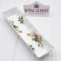 Royal Albert floral porcelain tray with gold trim, Made in England, vintage home decor accent