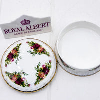 Royal Albert floral trinket box with gold trim, vintage English porcelain, rose pattern, elegant home décor