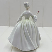 Elegant white porcelain figurine of a lady in ball gown, vintage home décor accent piece