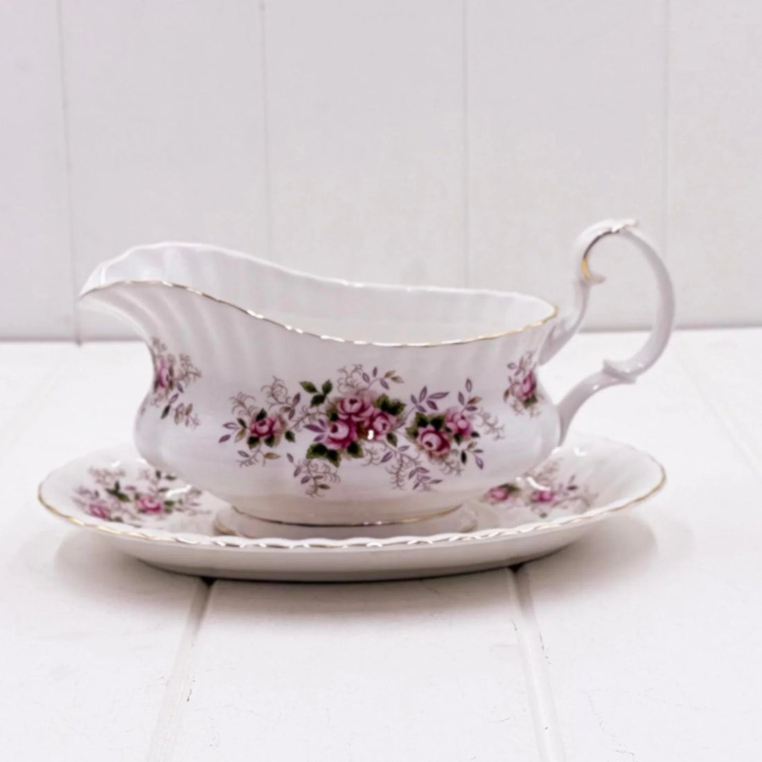 Royal Albert Vintage Lavender Rose Gravy Boat & Underplate