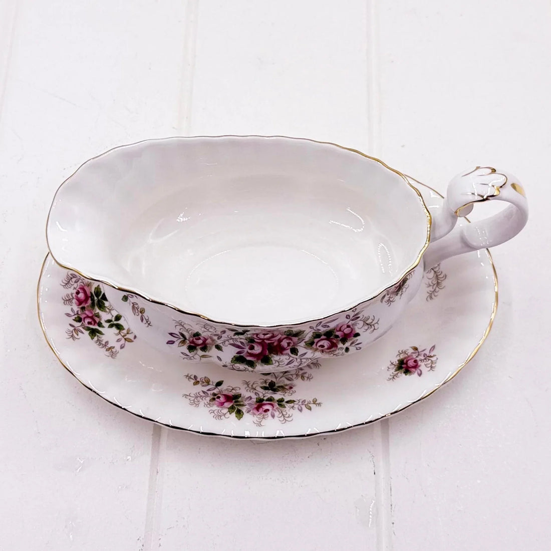 Royal Albert Vintage Lavender Rose Gravy Boat & Underplate
