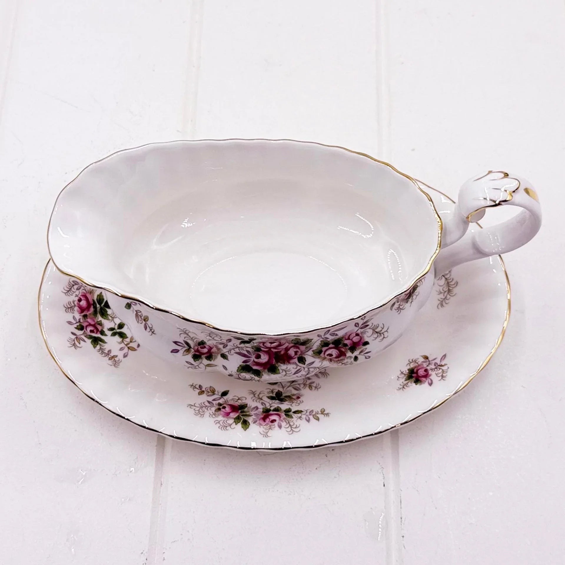 Royal Albert Vintage Lavender Rose Gravy Boat & Underplate