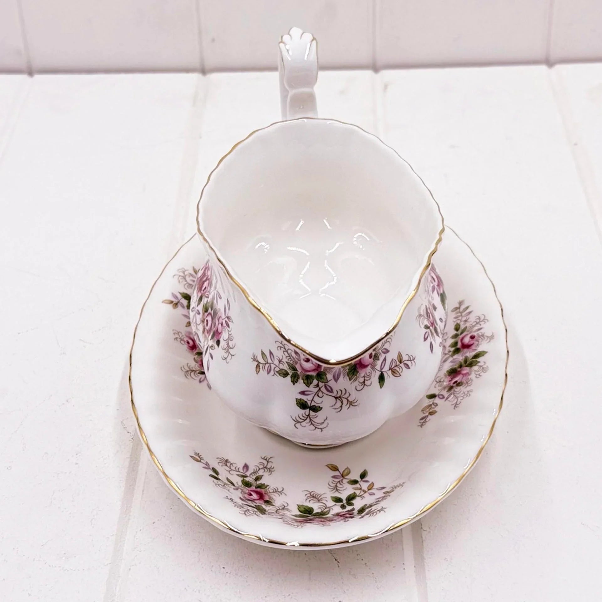 Royal Albert Vintage Lavender Rose Gravy Boat & Underplate