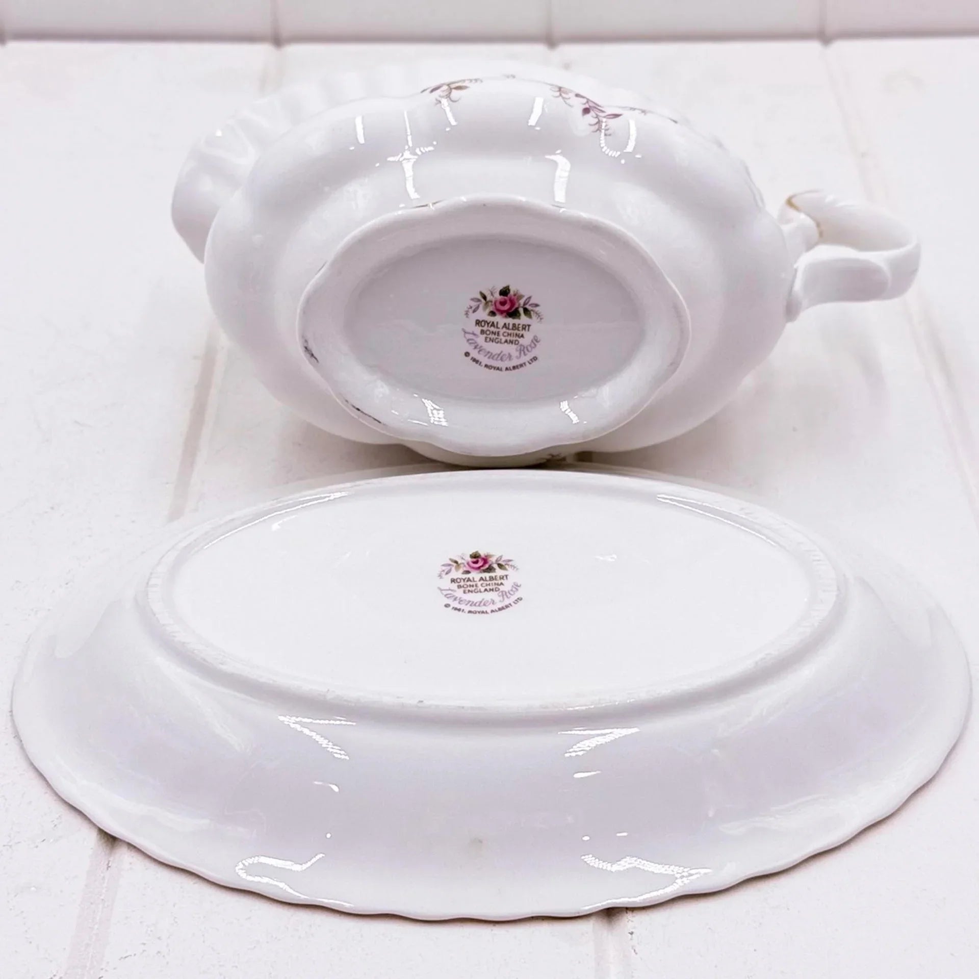 Royal Albert Vintage Lavender Rose Gravy Boat & Underplate