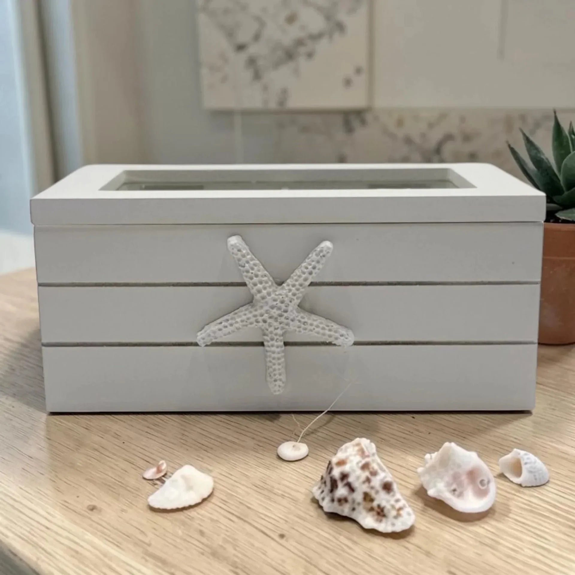 White Rectangle Timber Box - 10cm