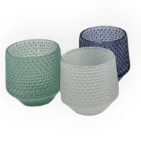 Glass Tealight Holder 7.5cm -Blue, White or Sage