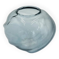 Hand-blown grey glass vase with organic shape, perfect for modern home décor and floral arrangements