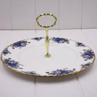 Royal Albert Moonlight Rose Single-Tier Cake Plate — Vintage Bone China, Made in England