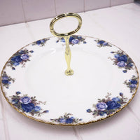 Royal Albert Moonlight Rose Single-Tier Cake Plate — Vintage Bone China, Made in England