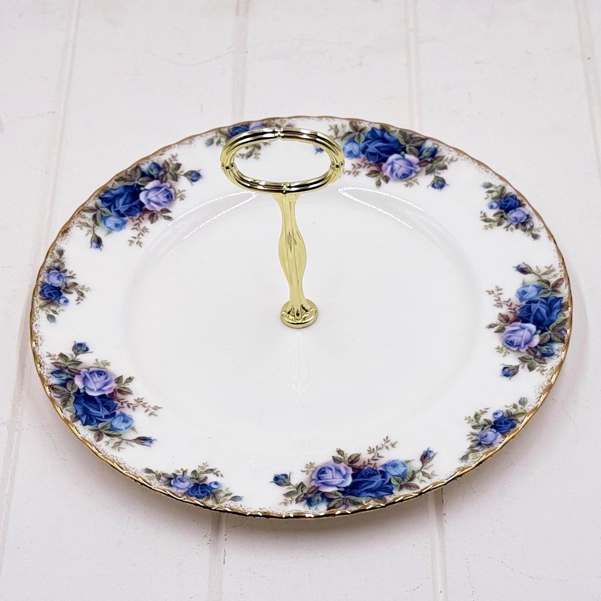 Royal Albert Moonlight Rose Single-Tier Cake Plate — Vintage Bone China, Made in England