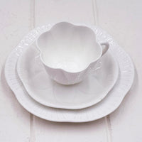 Shelley Dainty White Trio — Teacup, Saucer & Side Plate, Vintage Bone China, Made in England